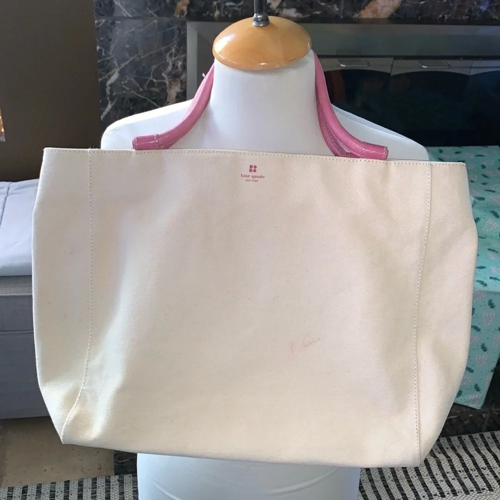Gently Loved Canvas Leather Handles Tote Bag by Kate Spade